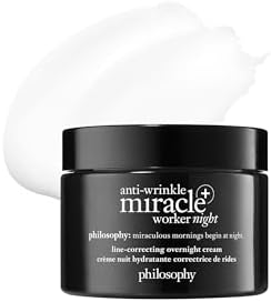 philosophy anti-wrinkle miracle worker line-correcting overnight cream face moisturizer - with vitamin C & hyaluronic acid - counteracts stress-induced damage for smoother skin - 2 fl oz