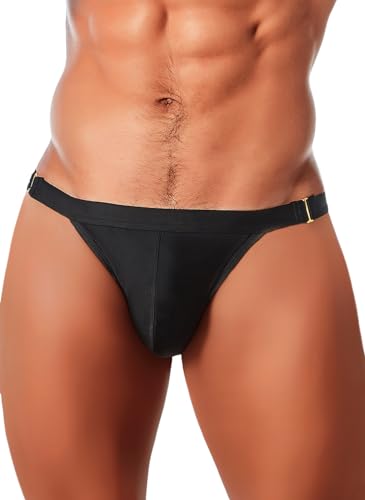 MIZOK Men's Sexy Solid Swim Bikini Swimsuit Quick Dry Metal Buckle Ring Swimwear2