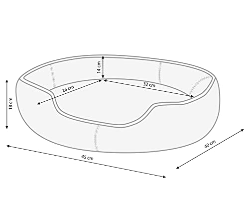 Dehner Lieblinge Hundebett und Katzenbett Sammy, oval, ca. 45 x 40 x 14 cm, Polyester, grau