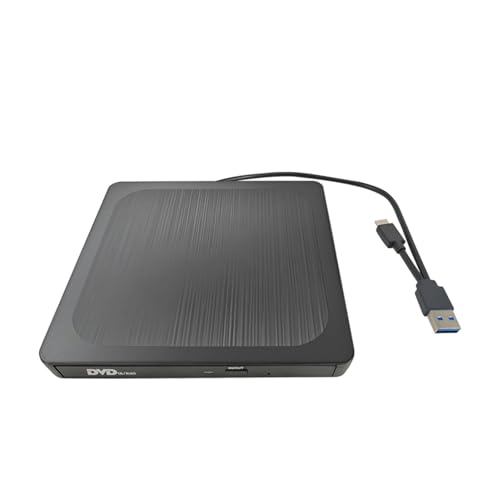 Shuade Unidad de disco externa con acabado cepillado, puerto USB 3.0 tipo C, velocidad de combustión 24X para laptop, lector de discos USB C