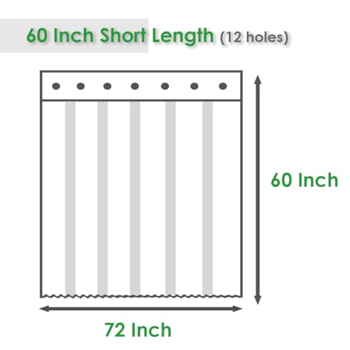 Image of Short Shower Curtain Liner 60 Inch Length, Machine Washable Cloth Shower Liner Odorless Hotel Quality, White Fabric Waterproof Shower Curtains for Bathroom, 72 x 60 inch