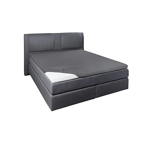 JACOBSON Gold Edition Jersey Spannbettlaken Spannbetttuch Baumwolle mit ELASTAN ca. 200 g/m² (90x200 cm - 100x200 cm, Anthrazit) 5 Beddress - Elastan-Jersey-Spannbettlaken für Boxspringbett Topper Matratzen bis 10 cm, Anthrazit, 90-120 x 200-220 cm, 95% gekämmte Baumwolle + 5% Elastan, OekoTex