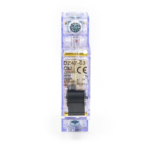 Disjoncteur DZ47-63 20A transparent CA 230V/400V pour rail DIN