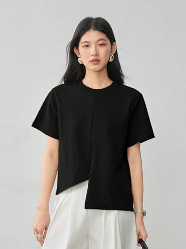 Image of Zilcon Woman Half Sleeve Round Neck Womens Tops Beach Vacation Fashion Clothes Casual Summer Spring Winter Fall Outfits Tops
