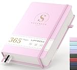 Umriox A5 Lined Journal Notebook -365 Pages Hardback Thick College Ruled Notebook Journal with 100gsm Paper,Leather Hardcover Journals for Women Men Work School Office，14.5 x 21.4cm-Pink