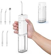 Foldable Oral Irrigator with 5 Modes, Portable Cordless Water Dental Flosser 5 Replaceable Jet Ti...