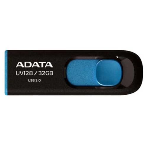 ADATA DashDrive UV128 128GB Unidad Flash USB USB Tipo A 3.0 (3.1 Gen 1) Negro, Azul   Memoria USB (128 GB, USB Tipo A, 3.0 (3.1 Gen 1), 90 MB/s, Deslizar, Negro, Azul