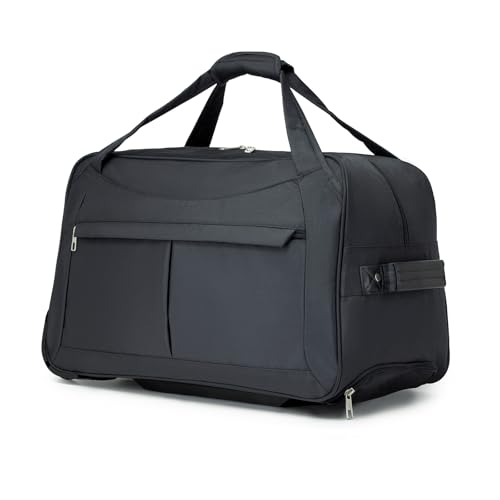 KONO Trolley Reisetasche mit Rollen Klein Rollkoffer Handgepäck Koffer 55cm Leicht Reisekoffer mit 2 Rollen (Grau)