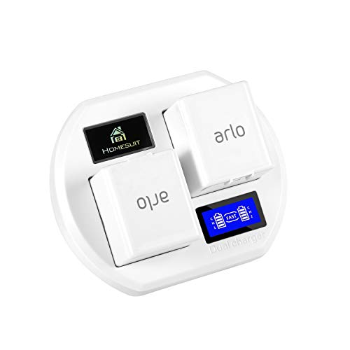 Homesuit Fast Charging Arlo Batteries Charger Station, Dual Charger Stand with LCD Display Compatible for Arlo Pro/Pro 2/Arlo Safety Light VMA4410 / Go Camera