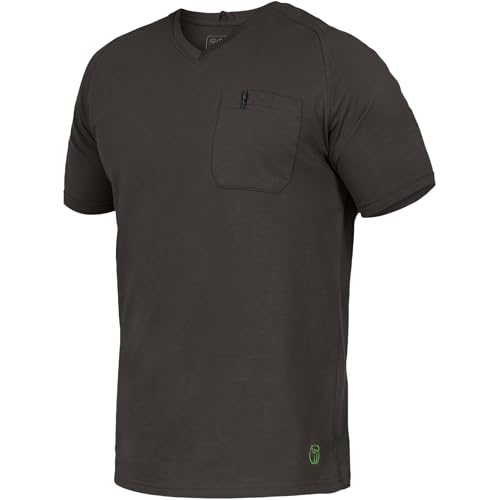 Leibwächter Flex-Line Herren Arbeitsshirt mit Brusttasche – Anthrazit – Gr. XL – Relaxed Fit Shirt Baumwolle – T-Shirt mit V-Ausschnitt – Antibakteriell und Antipilling