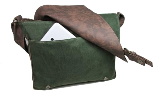 Bolsa Pasta Transversal Carteiro Notebook Laptop em Lona Masculino Feminino (Verde)