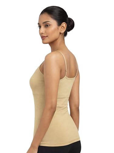Image of DChica Essentials Padded Camisole Bra for Women, Sleeveless Undershirts Cami Vest with Adjustable Straps, Cotton Camisole Tank Top /Innerwear for Women Solid Pattern