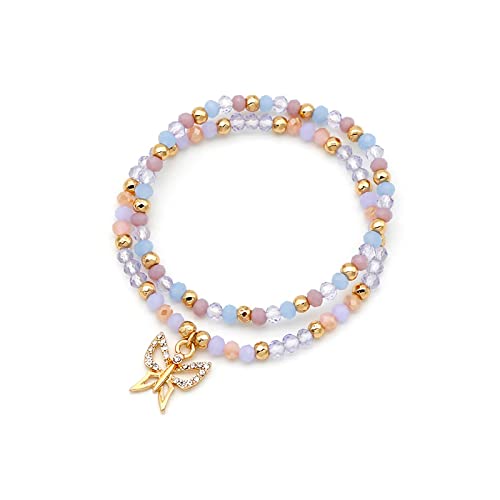 Bracelet papillon pour femmes et filles en perles de verre multicolores