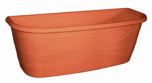 Geli Blumenkasten Maya aus Kunststoff mit Bew?sserung und Balkonkasten Haltern, Farbe:Terracotta