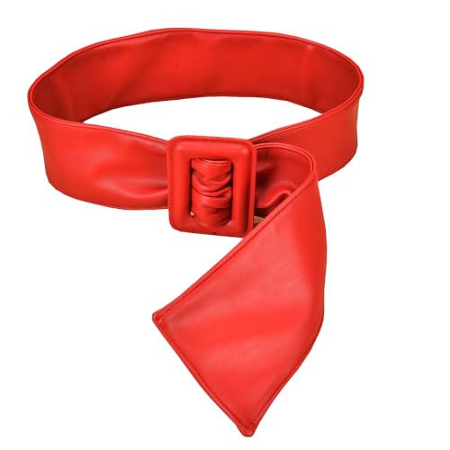 Soft PU Faux Leather Obi Belt Vintage Wide Cinch Waist Belt with Buckle