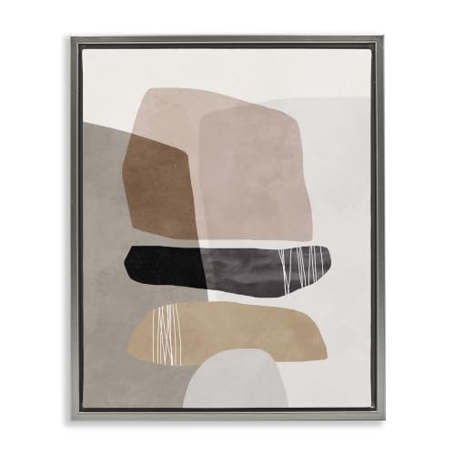 Abstract Aztec Stone Stack Sculpture, 16 x 20 Inch Canvas in Floater Frame