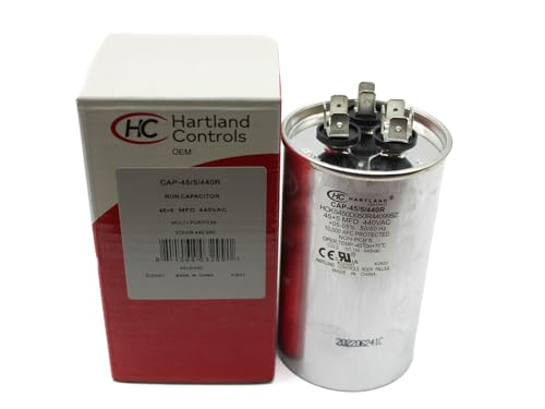 Replacement for fits CAP-45/5/440R Hartland Controls 45/5Mfd 370/440V Rnd Run Cap OEM CAP-45/5/440R
