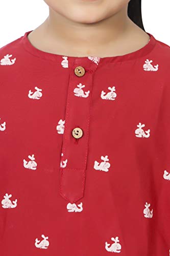 Image of Boys & Girls Cotton Night Suit, Red, 1-2 Years | Baby Kids Sleep Suit, Pajama Set, Pant Set, Pack of 1