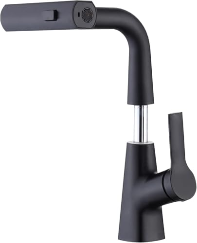 Robinet de cuisine basse pression extensible rotatif à 360° basse pression avec 3 raccords pour chaudière, robinet de cuisine en acier inoxydable avec douchette 3 jets