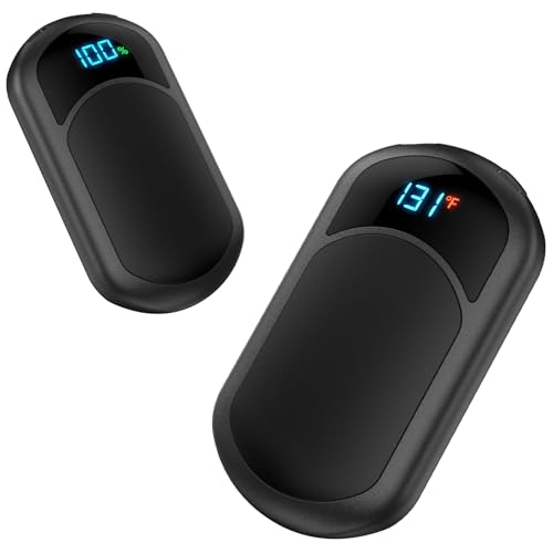 Hand Warmers 2-Pack 2 * 3200mAh Rechargeable Hand Warmers 3 Heat Settings Up to 13Hrs Ultra Thin Portable for Pocket Gloves Outdoor Sports Winter Essentials for Men Women. (Black)