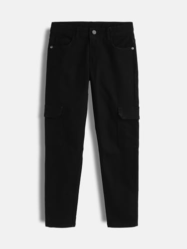 Image of Urbano Juniors Boy's Regular Fit Washed Denim Cargo Jeans with 6 Pockets Stretchable