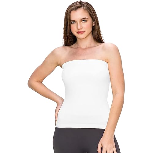 Image of Women's /Girl's Strapless Stretchable Long Bandeau Tube Top Camisole Free Size