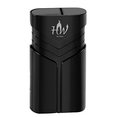 HUOWA Double Jet Torch Lighter with Cigar Punch Cutter Tool and Gas Window, Unique Turbo Quadruple Red Flame Butane Refillable Gadgets for Men Gift Ideas - Thumbnail 2