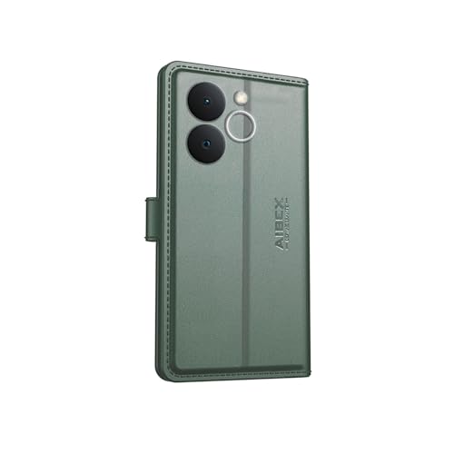 Image of AIBEX Compatible for Realme C71 4G / Realme Narzo 80 Lite 4G Flip Cover Leather Finish | Inside TPU with Card Pockets | Wallet Stand | Complete Protection Flip Case Green
