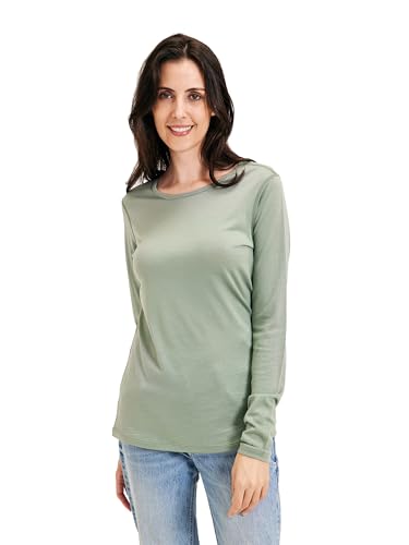 Women's 100% Merino Wool Base Layer Shirt Long Sleeve Thermal Underwear Crewneck Casual Tee Tops for Hiking Travel Skiing, Mint Green, X-Large