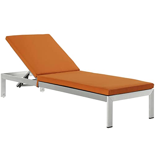 Modway Shore Aluminum Outdoor Patio Chaise Poolside Lounge Chair With Cushion, Orange #TOP24