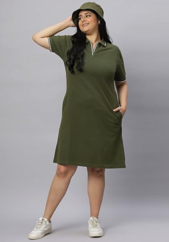 Image of Wear Your Opinion Women's Plus Size Soft PQ Polo Collar Neck Tipped Tshirt Dress