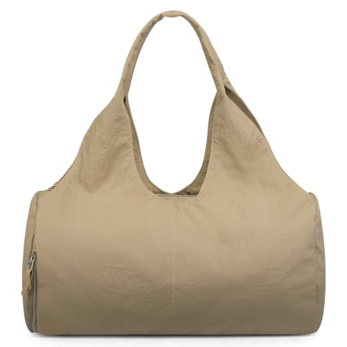 forestfish Yoga Gym Bag for Women with Shoes Compartment & Wet Dry Storage Pockets Lightweight Duffel Bag (Khaki)