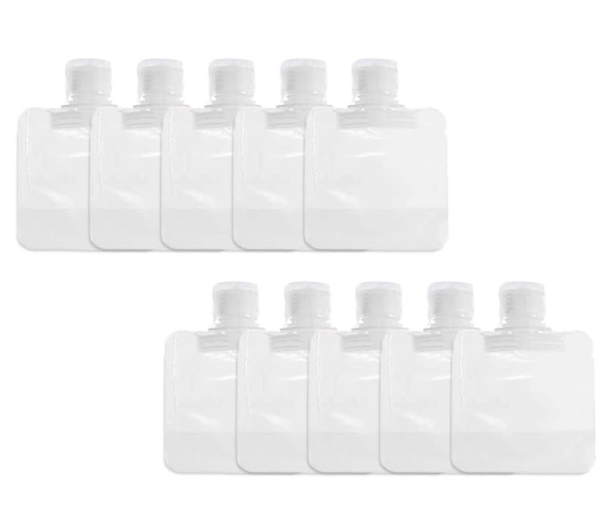 10Pcs Transparent Portable Fluid Packing Bags,New Travel Size Refillable Empty Squeeze Pouch, Premium Clear Travel Pouches for Toiletry, Lotion Shampoo Shower Gel Squeezable Bags (30ml),Bag and Cases