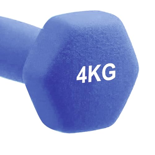 Image of Amazon Brand - Solimo Neoprene Dumbbell 4 Kg, Set of 2 (Blue)