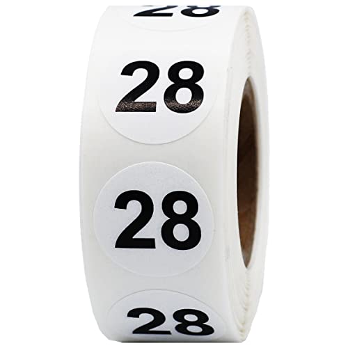 Étiquettes rondes blanches numéro 28 de 1,9 cm pour marquage en lot de 500