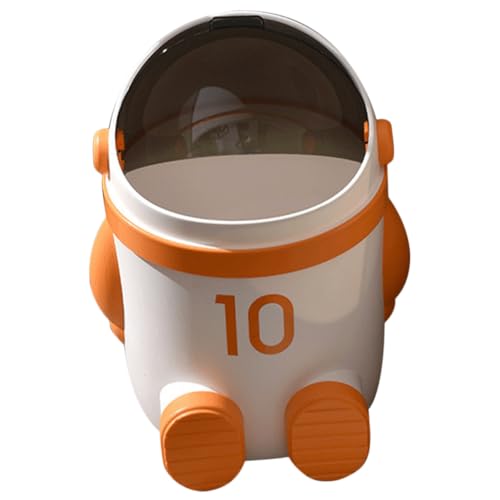Caneca de basura astronauta con tapa 10L color naranja miniatura 1