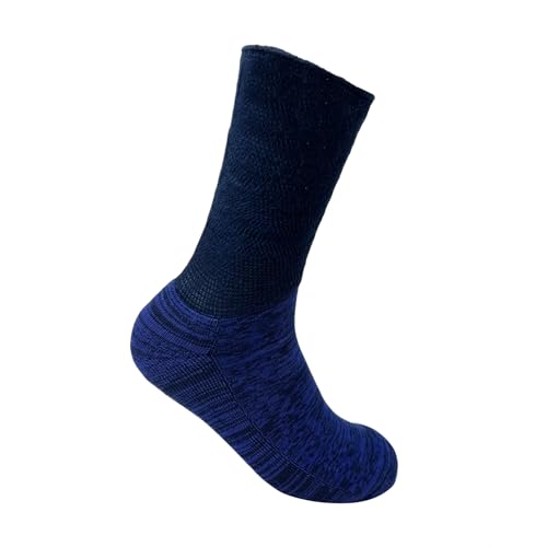 Image of Mint & Oak Padded Diabetic Socks for Men & Women - Navy Blue | Breathable Cotton Blend | Blister Protection | Non-Binding Comfort Fit Extra Wide Cuff | Free Size