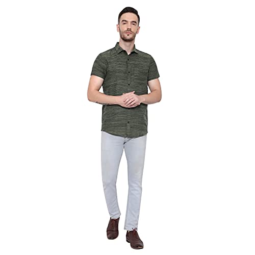 Image of LATEST CHIKAN Men's Cotton Blend Textured Half Sleeves Shirt