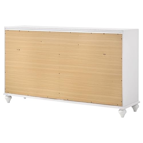 Coaster Home Furnishings - Barzini - Wood - 7-Drawer Dresser with Acrylic Panel, Crystal Hardware, Curved Handles, Turned Legs, Modern Classic Style - Bedroom - White - 205893 by Coaster Fine Furniture - Image 7