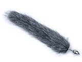 Generic Wu5H-17 Inch Gray Male Exercise Metal Fox Tail Silica Mineral Beginner Plug Kit (Gray), for Your Long Slow Boring Nights, Wonderful Experience