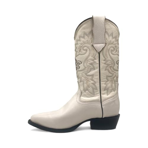 White Leather Mens J Toe Western Cowboy Boot2