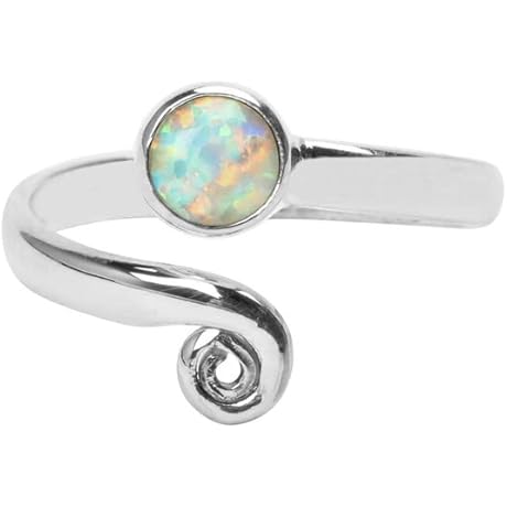 925 Sterling Silver White Opal Adjustable Rings for Women