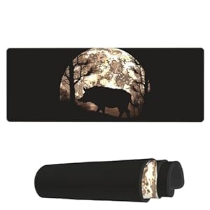 Gaming Mauspad Vollmond-Wildschwein Office Mauspad Mit rutschfest Gummierte Unterseite Laptop Schreibunterlage, Für Computer, Zuhause, Laptops, 80x30cm