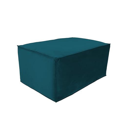 Factory Direct Partners Velvety and Vinyl Overstuffed Rectangle Ottoman for Living Room, Lounge, Office - Peacock