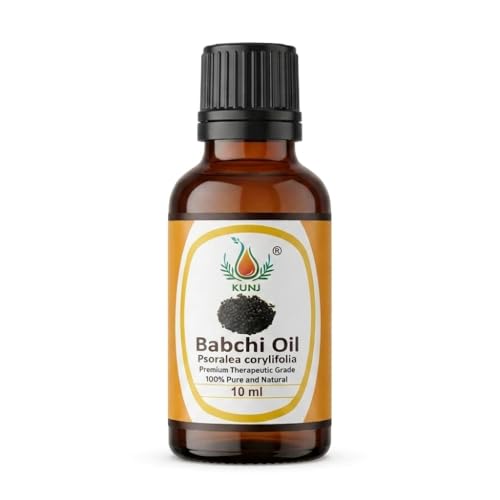 Image of KUNJ Babchi Oil 10ml - 100% Pure & Natural Cold Pressed Undiluted Babchi Oil for Skin, Face, Hair & Scalp Care | Supports Natural Glow, Smooth-Looking Skin & Hair Nourishment