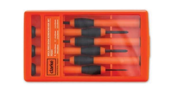 Precision Screw Driver Set 6 Pieces with Carry Case, Orange/Black - 21 x 12.5 x 3 cm