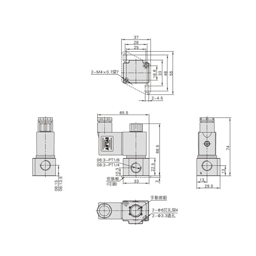 Électrovanne 3V2-08-NC DC24V | Vanne à action directe pour vide et pression négative - 6