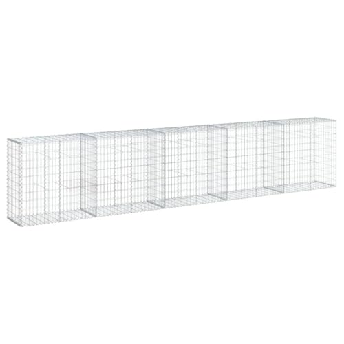 XHNIFBN Gavión 500 x 50 x 100 cm galvanizado 3,5 mm con tapa, alta carga, protección visual, jardín, terraza, borde exterior