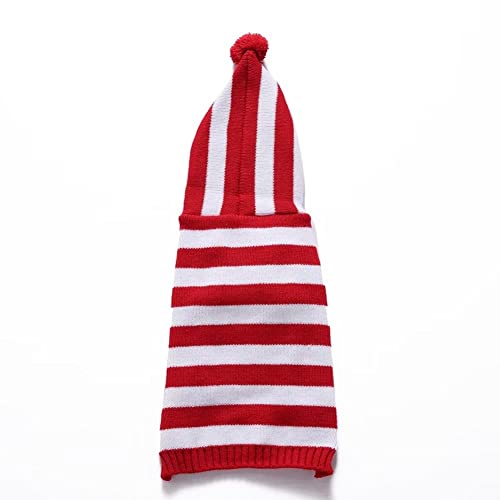 Cute Red Stripe Christmas Sweater For Small Dogs Cats Winter Warm Sweater School Style Hoodies Shirt Outfits Clothes M #TOP4