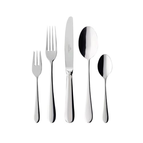 Villeroy & Boch – Oscar Besteckset 30 tlg. Silber/Platin, Spülmaschinenfest, Rostfrei, Besteck Set 30 teilig, Essbesteck, Gabel, Messer, Löffel, Essbesteck Set, Edelstahl